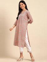 Women's Peach Printed Kurta Set-UB-2623-Peach