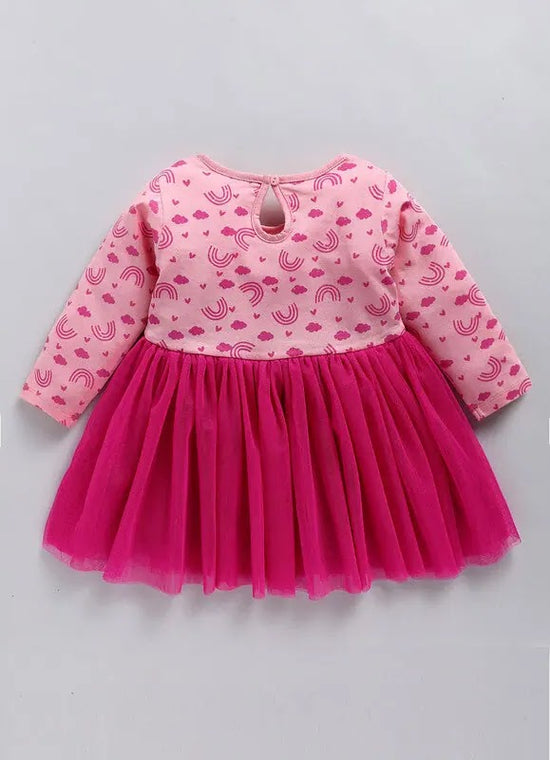 Mimino Indi Baby Girls Below Knee Party Dress (Pink, Full Sleeve)-IGFRKMN668_12/18