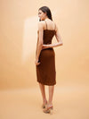 Women Brown Rib Strappy Dress