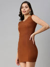 Women Brown Solid Bodycon Dress-AE-9949-Brown