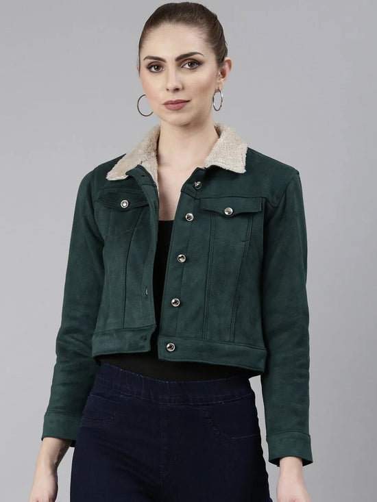 Women Green Solid Tailored Jacket-LT-2112-Green