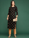 Women Black Floral Straight Kurta-GW-4196-Black