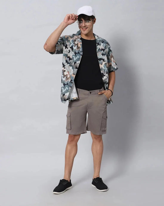 Solid Stretchable Shorts with 6 pockets-Grey-HCS6019-30