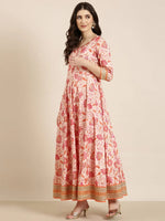 Women Peach Floral Anarkali Kurta-FS-3059-Peach