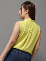 Women's Yellow Solid High-Low Top-AE-10342-Yellow