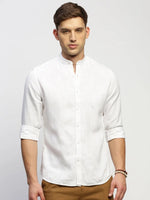 Men White Solid Shirt-DINAH-1681-White