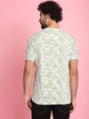 Venitian Men All Over printed Olive Colour Round Neck Cottton T-Shirt