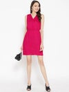 Overlap collar mini Dress in Pink