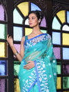 Sea Green Muslin Saree With Jamdani Designs-MA64MS401190017