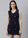 Women Navy Blue Solid Sheath Dress-AE-9948-Navyblue