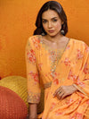 Ahika Polyester Floral Orange Indian Ethnic