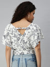 Women White Printed Crop Styled Back Top-AE-10184-Whitenavyblue