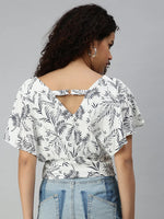 Women White Printed Crop Styled Back Top-AE-10184-Whitenavyblue