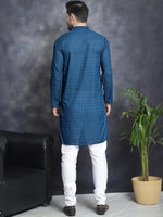 Chikankari Pure Cotton Kurta with Churidar-JOKP-561Peacock