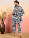 Anti Fit Kaftan Top with Pants in Blue Ikkat Print