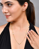 Gold Plated Chain with White Hand Crafted Beads-VOJ419