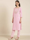 Women Pink Floral Kurta Set-RJF-039-Pink