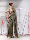 Ecru Cotton Saree With Check Designs-MA55CT06520137