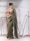 Ecru Cotton Saree With Check Designs-MA55CT06520137