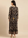 Women's Black Printed A-Line Kurta-AT-A617-LG-Black