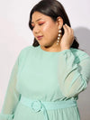 Women Sea Green Tiered Maxi Dress