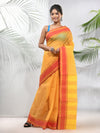 Bright Yellow Pure Cotton Tant Saree With Woven Designs-MA51TT43430114