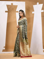 Navy Blue Silk Banarasi Saree With Zari Woven Designs-MA53BSL441050003