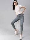 Women's Blue Solid Slim Fit Denim Jeans-GZ-5084-Blue