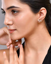 Gold Plated Crystal Studded Stud Earrings-VOJ458