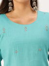 Women's Blue Solid Straight Kurta-SKC-3218-Turquoiseblue