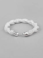 Silver Plated White Kada Beads Kada Bracelet-VOJ126