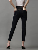 Women's Navy Blue Solid Skinny Fit Denim Jeans-GZ-5190-2-Navyblue