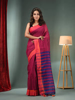 Magenta Cotton Blend Handwoven Saree With Stripes Pallu-MA50BCT06550051