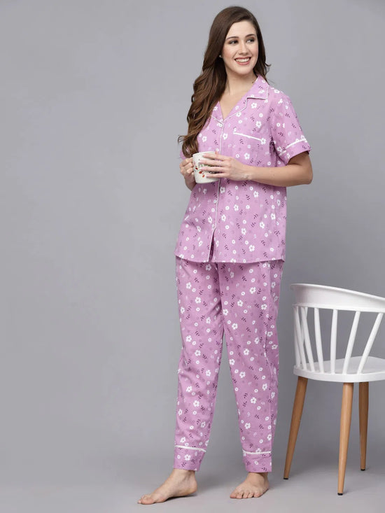 Women's Floral Printed Rayon Night Suit