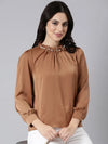 Women Solid Brown Top-8025-Brown