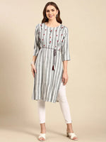 Women's Grey Printed Straight Kurta-SKC-3123-Grey