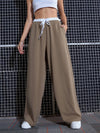 Women Beige Contrast Paperback Waist Pants