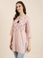 Women Pink Floral Straight Kurti-NJ-3747252-Pink