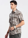 Men Spread Collar Floral Grey Casual Shirt-NAHAR-2174-Grey