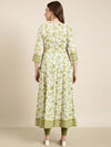 Women Anarkali Green Floral Kurta-AT-A982-LG-Green