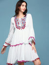 Women White Embroidered Fit and Flare Kurti-HQ-040-White