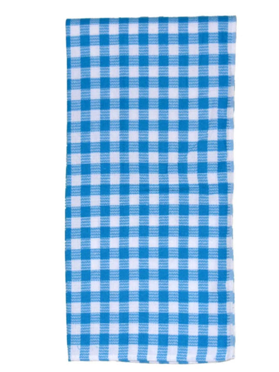 Athom Living Premium Gamcha Bath Towel 65 x 135 cm Pack of 2 White with Blue checkered-ATZ-BT-1F-C2