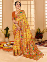 Saree Mall Women's Tussar  Yellow Printed Designer Saree With Blouse Piece-KESAR1005