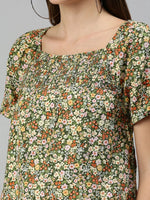 Women's Green Printed Tops-ON-01-Greenmulti