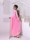 Pink Mulmul Cotton Soft Saree With Patch Work Borders-MA62MCT33830021