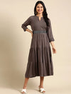 Women's Grey Solid Anarkali Kurta-RF-1445-Grey