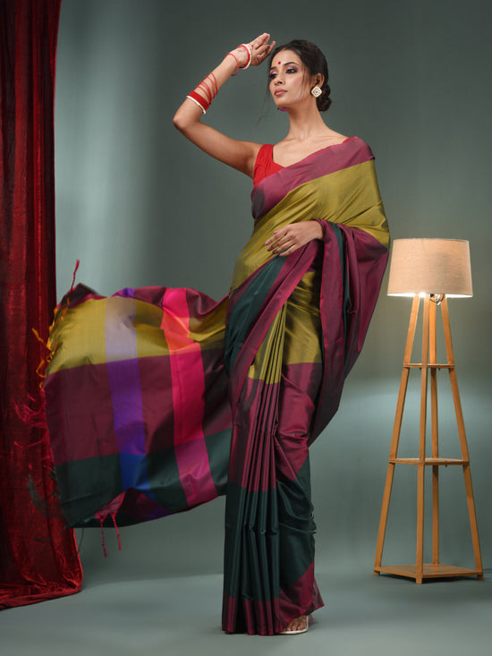 Multicolour Blended Silk Handwoven Soft Saree-MA50BSL01530140