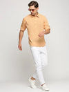 Men Orange Solid Shirt Collar Casual Short Kurta-LAGOM-2020-Orange