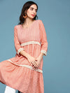 Women's Pink Solid Empire Kurti-ON-578-Peach