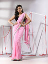 Baby Pink Soft Cotton Saree With Zari Border-MA55CT06500039